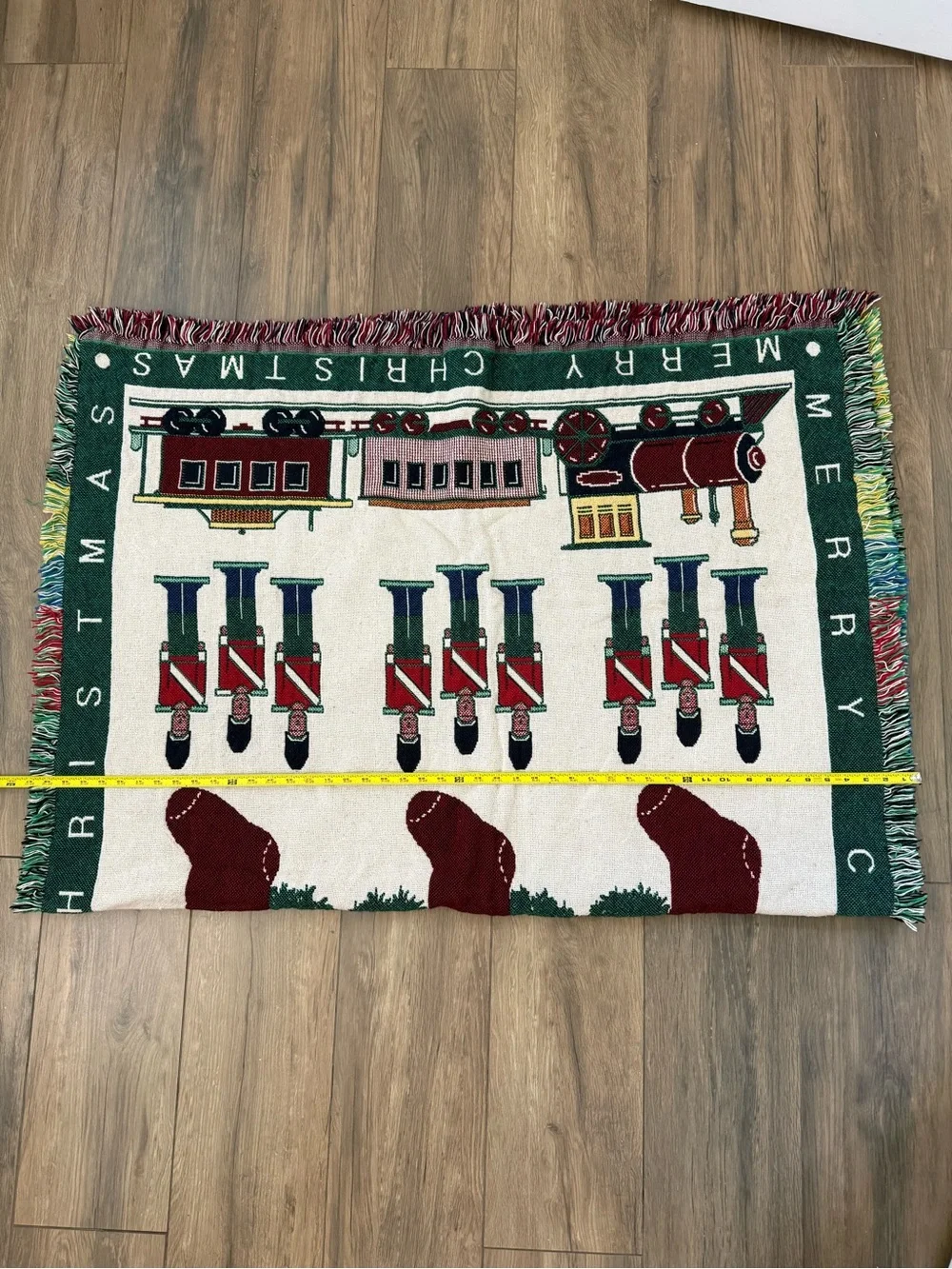 Festive Christmas Toy Train & Stocking nutcracker tapestry Throw Blanket